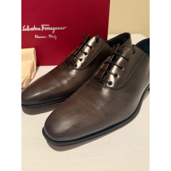 Salvatore Ferragamo Nail Head Dark Silver Men's Shoes - Picture 10 of 11